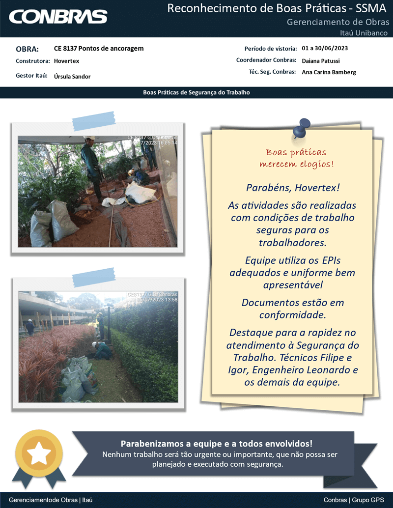 Reconhecimento de Boas Práticas - SSMA - CONBRAS