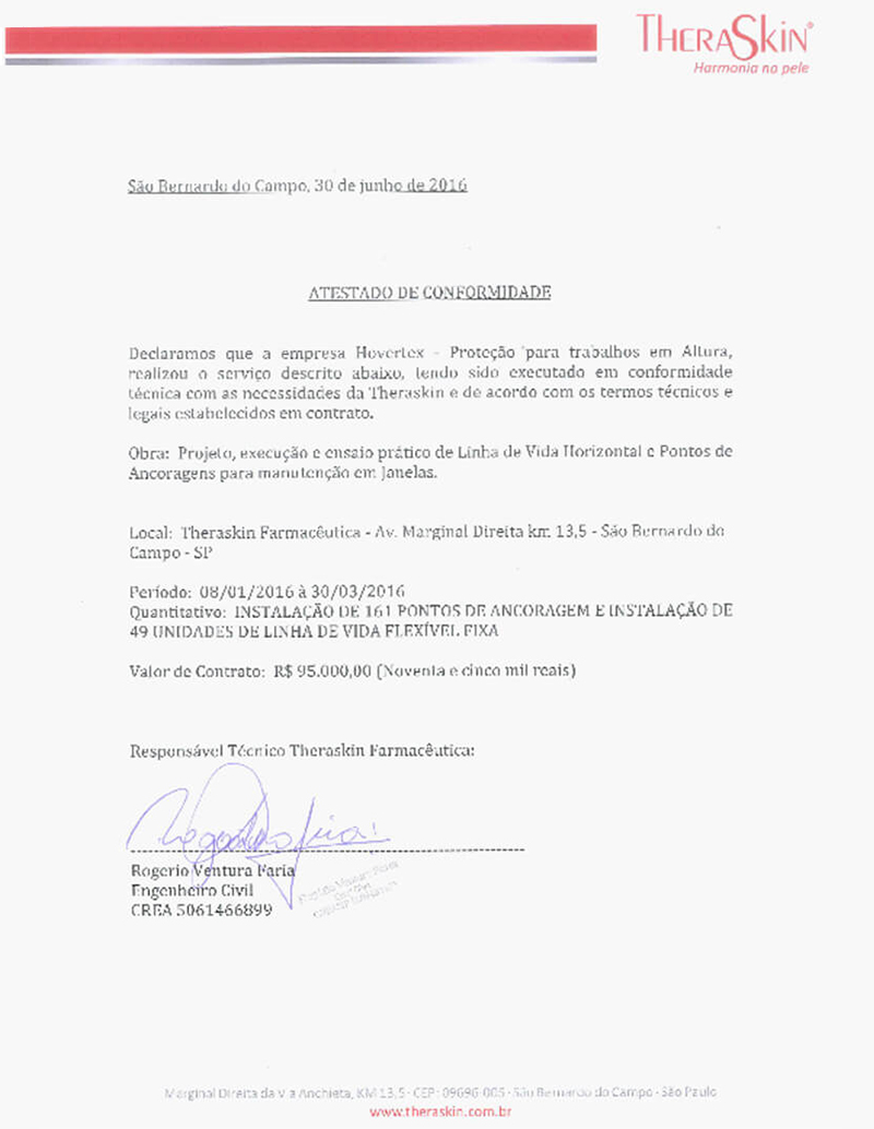 Atestado de Conformidade - THERA SKIN